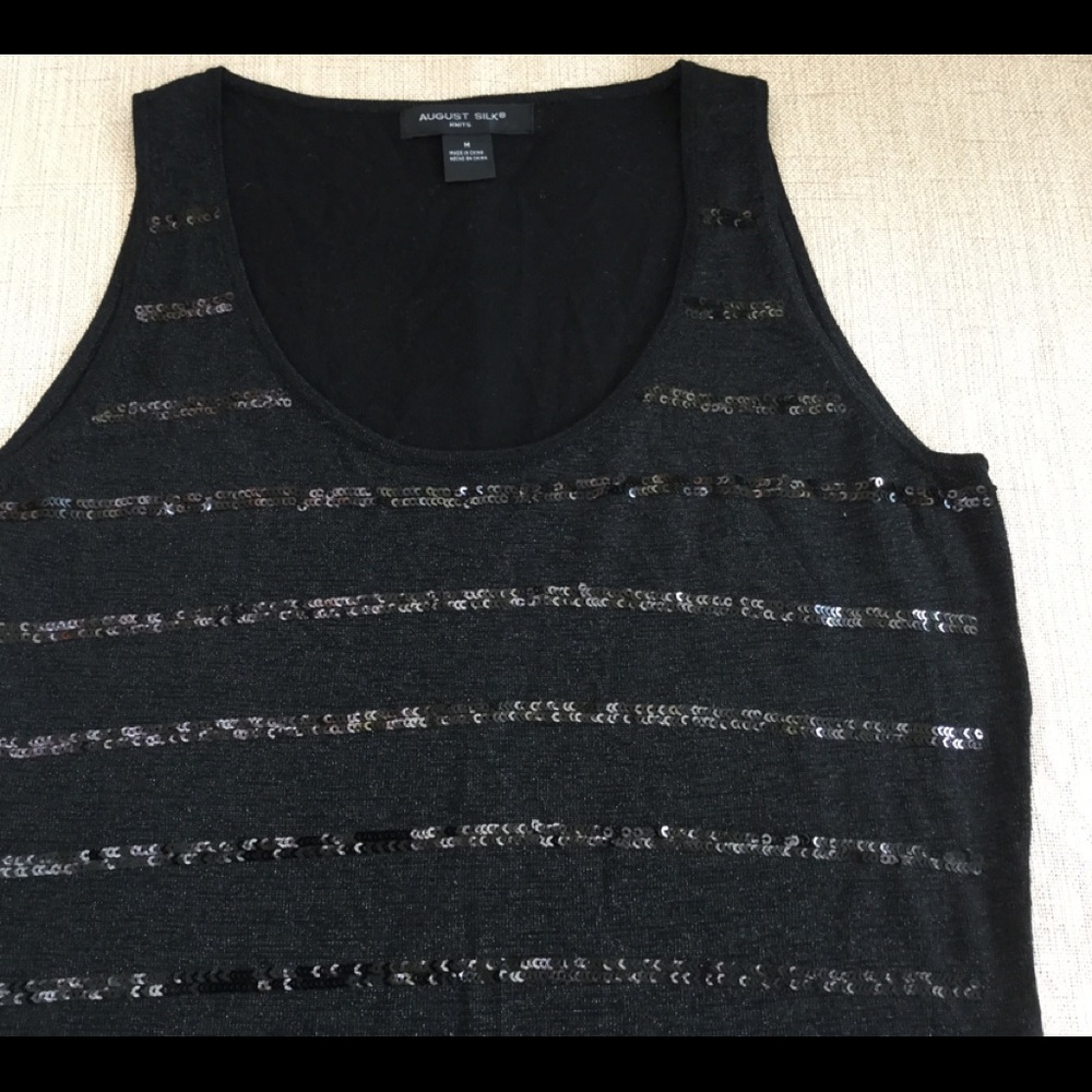 DRESSY BLACK SEQUIN TOP SLEEVELESS NWOT